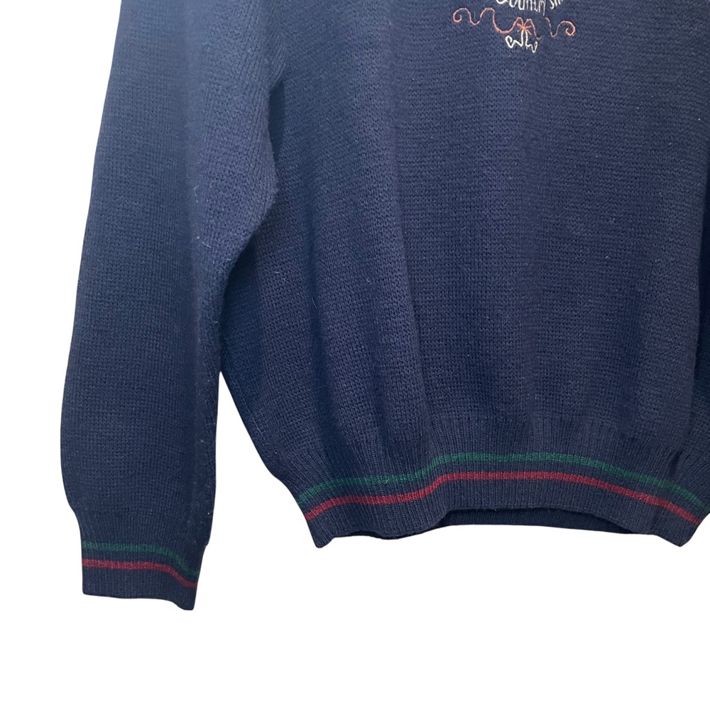 OshKosh B’Gosh Mock Neck Sweater Navy Embroidered Graphic Women Size Large - Picture 2 of 7